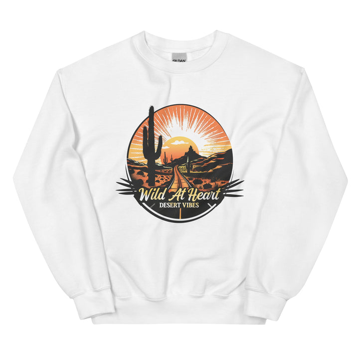 white-sweatshirt with-Wild At Heart-design for unisex