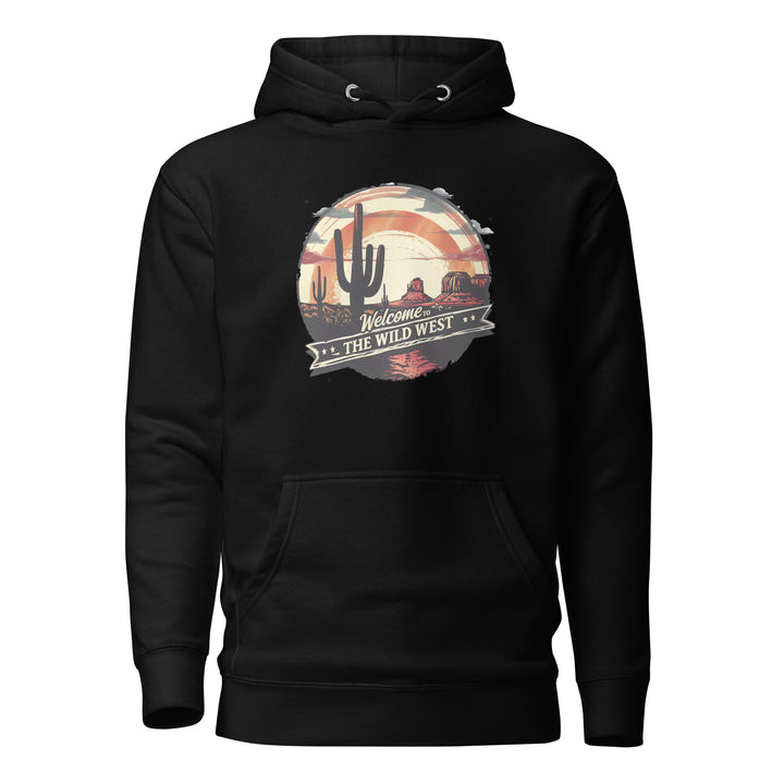 black-Hoodie with-Welcome To The Wild West-design for unisex