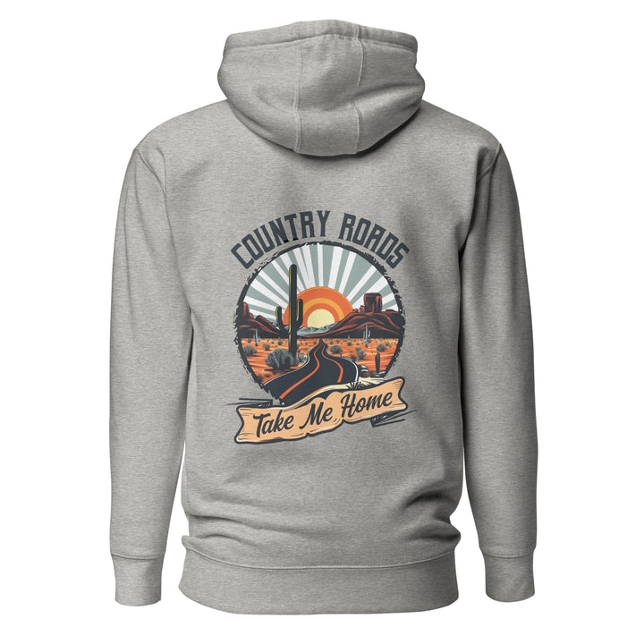 carbon-grey-Hoodie with-Country Roads Take Me Home-design for unisex