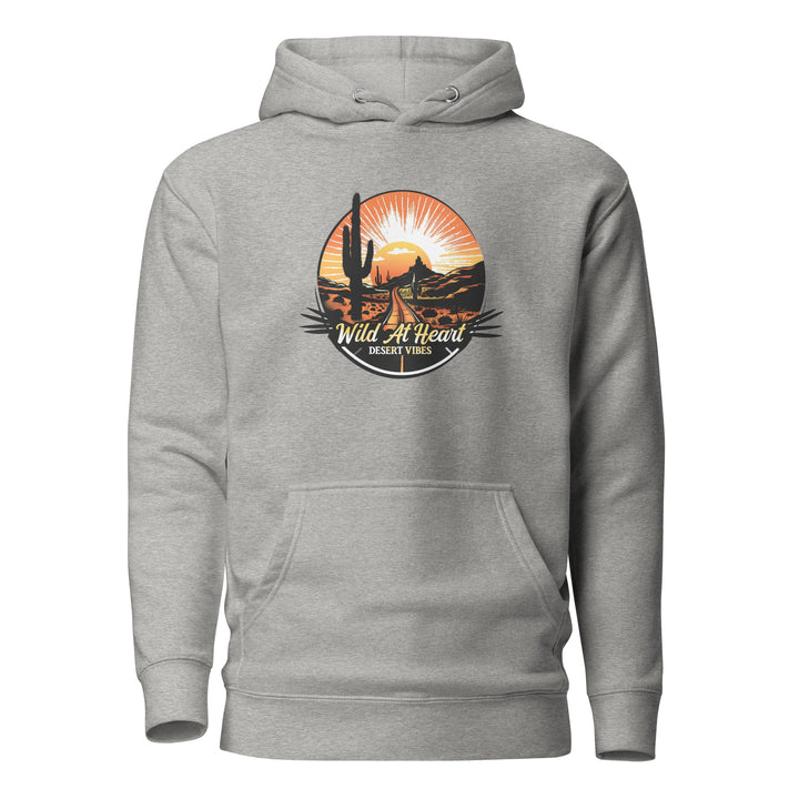 carbon-grey-Hoodie with-Wild At Heart, Desert Vibes-design for unisex