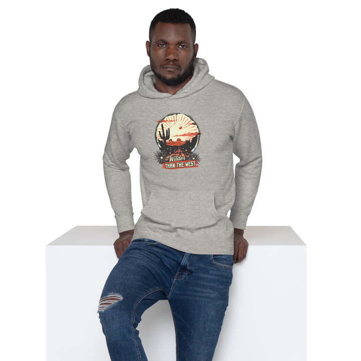 carbon-grey-Hoodie with- Western-Desert-design for unisex