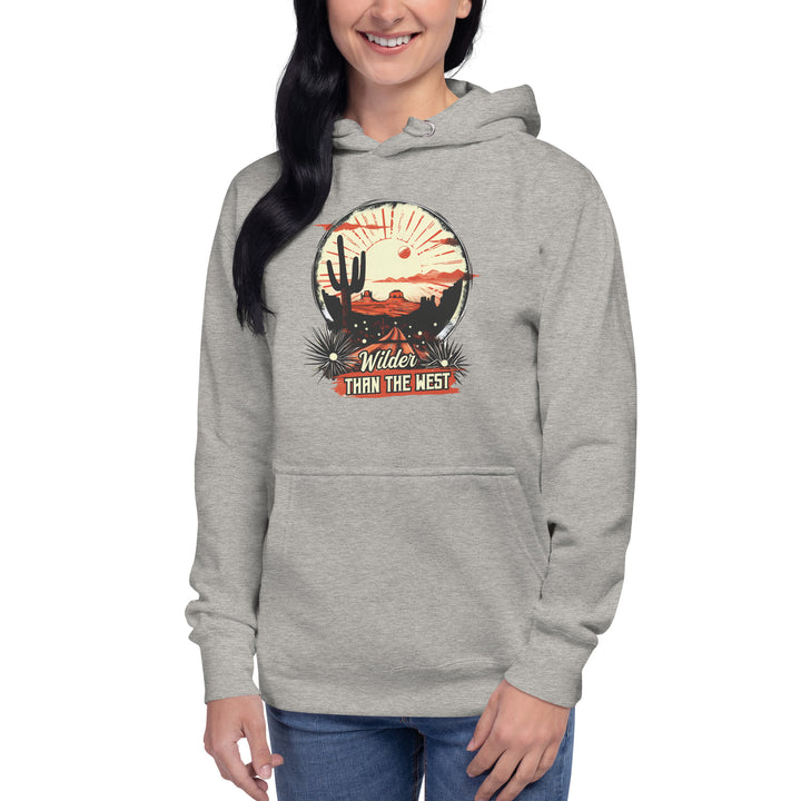 carbon-grey-Hoodie with- Western-Desert-design for unisex