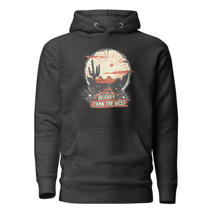 charcoal-heather-Hoodie with- Western-Desert-design for unisex