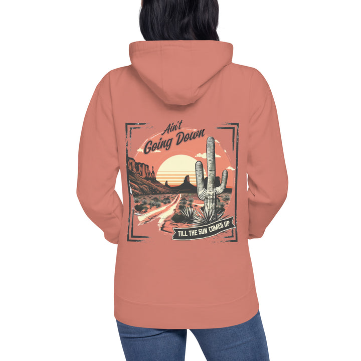 dusty-rose-Hoodie with-A, Ain't Going Down-design for unisex