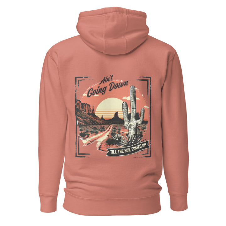 dusty-rose-Hoodie with-A, Ain't Going Down-design for unisex