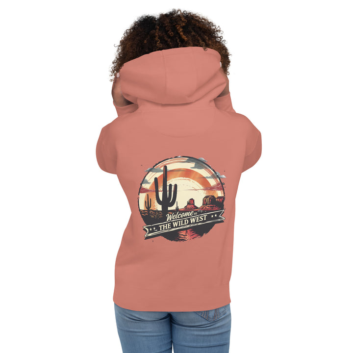 dusty-rose-Hoodie with- A, Welcome To The Wild West-design for unisex