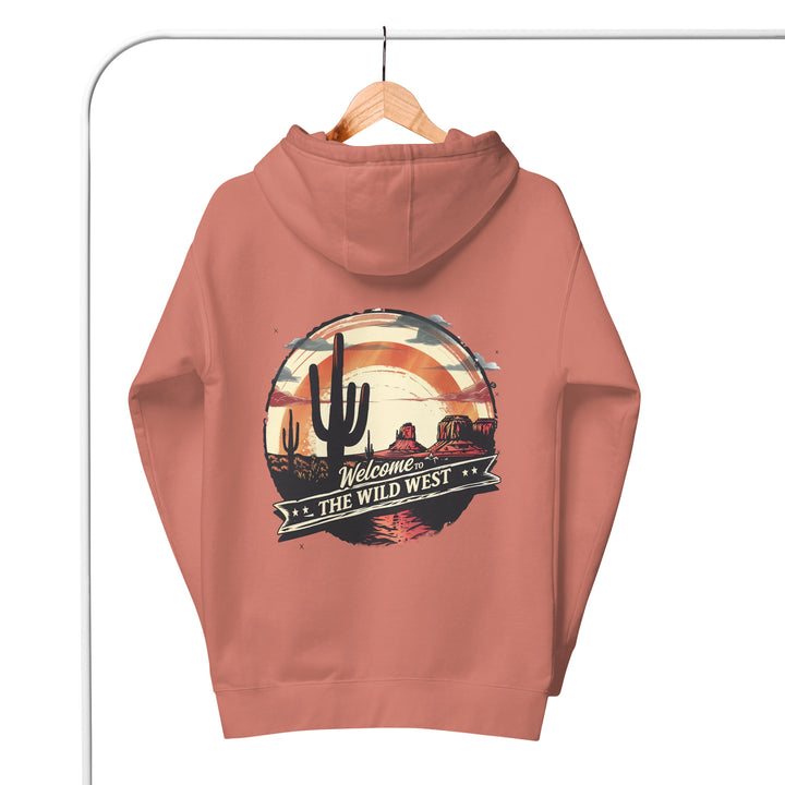 dusty-rose-Hoodie with- A, Welcome To The Wild West-design for unisex