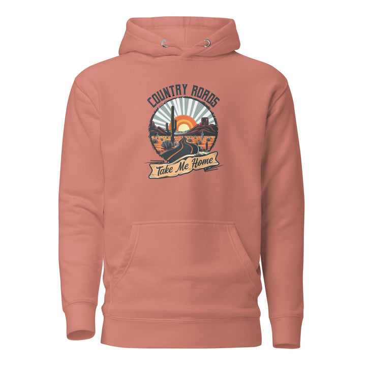 dusty-rose-Hoodie with- A, Country Roads Take Me Home-design for unisex