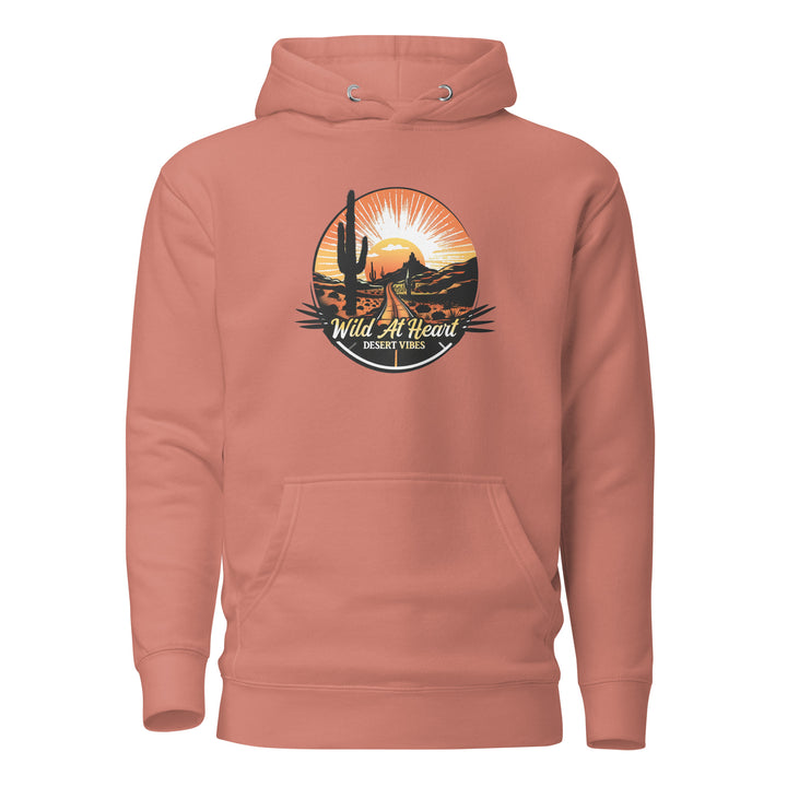 dusty-rose-Hoodie with-Wild At Heart, Desert Vibes-design for unisex