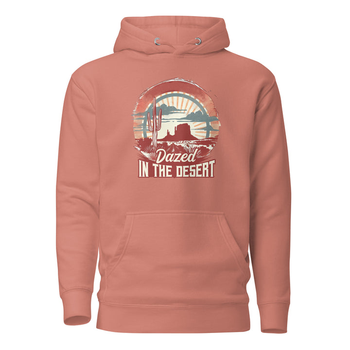 dusty-rose-Hoodie with-Dazed-In-The-Desert-design for unisex