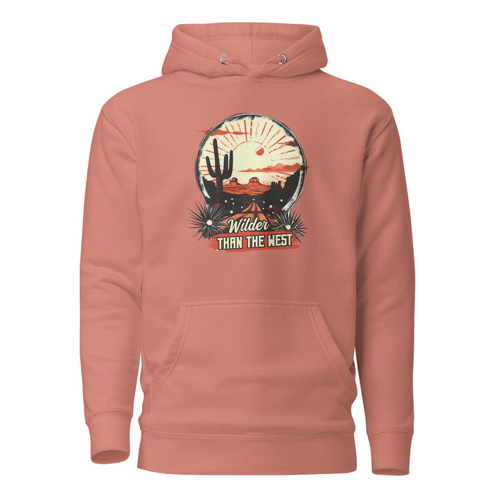 dusty-rose-Hoodie with- Western-Desert-design for unisex