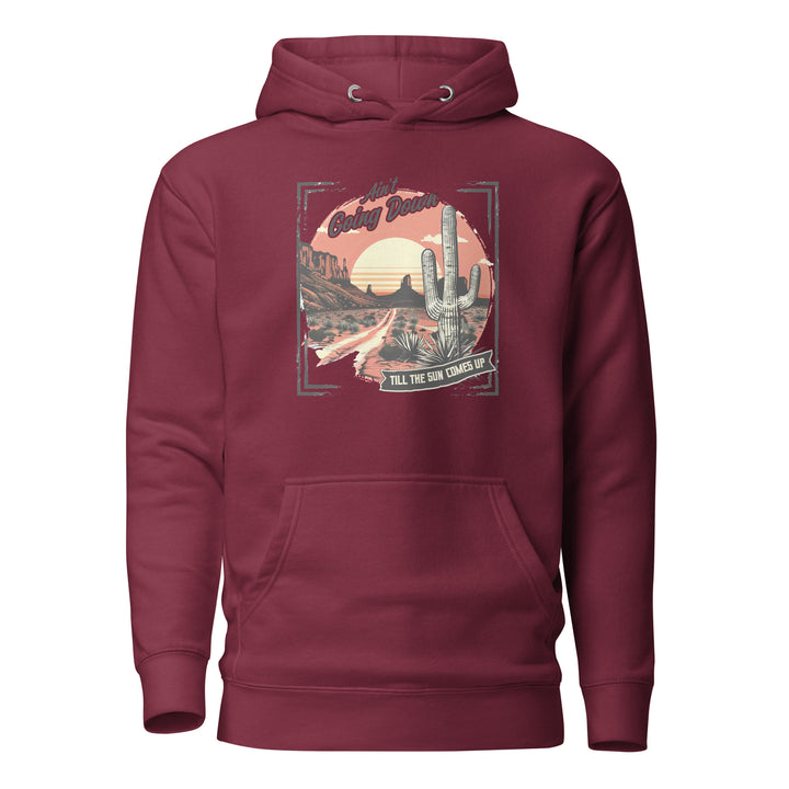 maroon-Hoodie with- Ain't Going Down-design for unisex