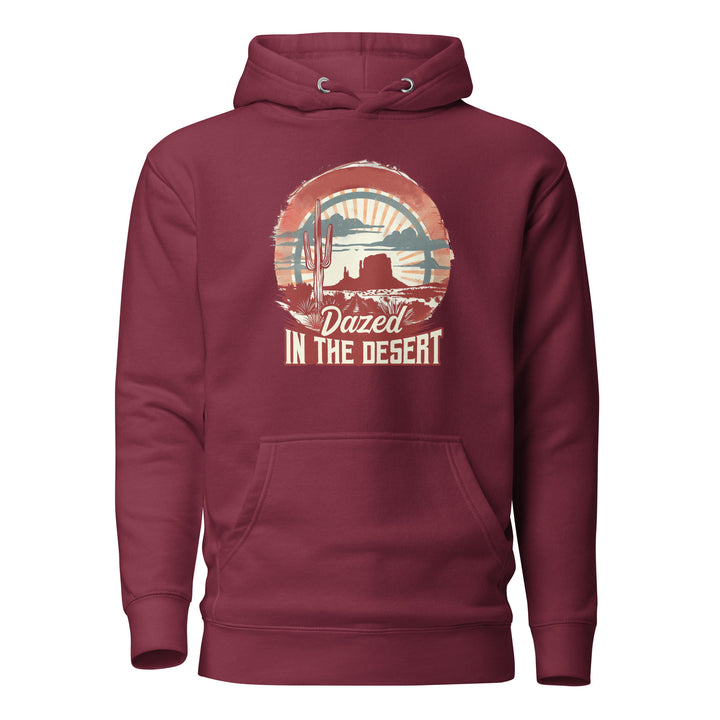 maroon-Hoodie with-Dazed-In-The-Desert-design for unisex