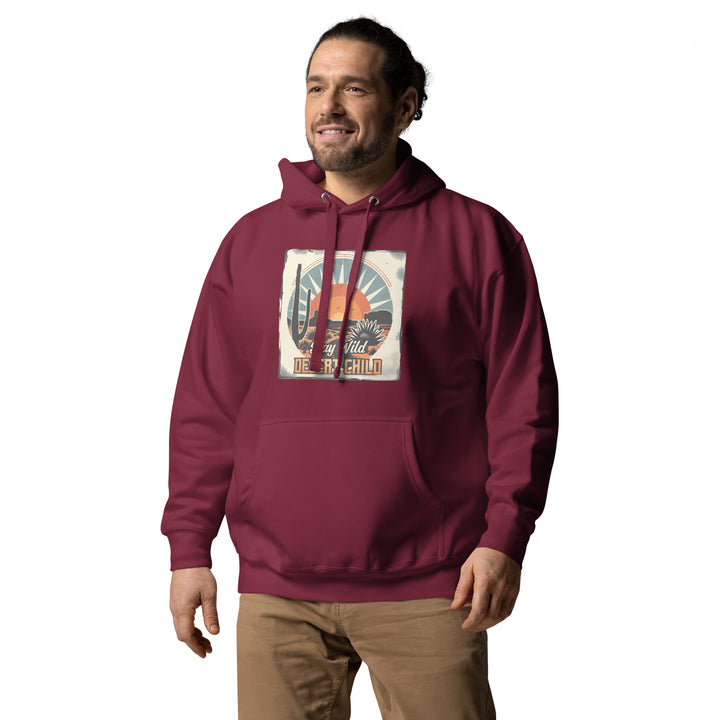 maroon-Hoodie with-Stay-Wild-Desert-Child-design for unisex