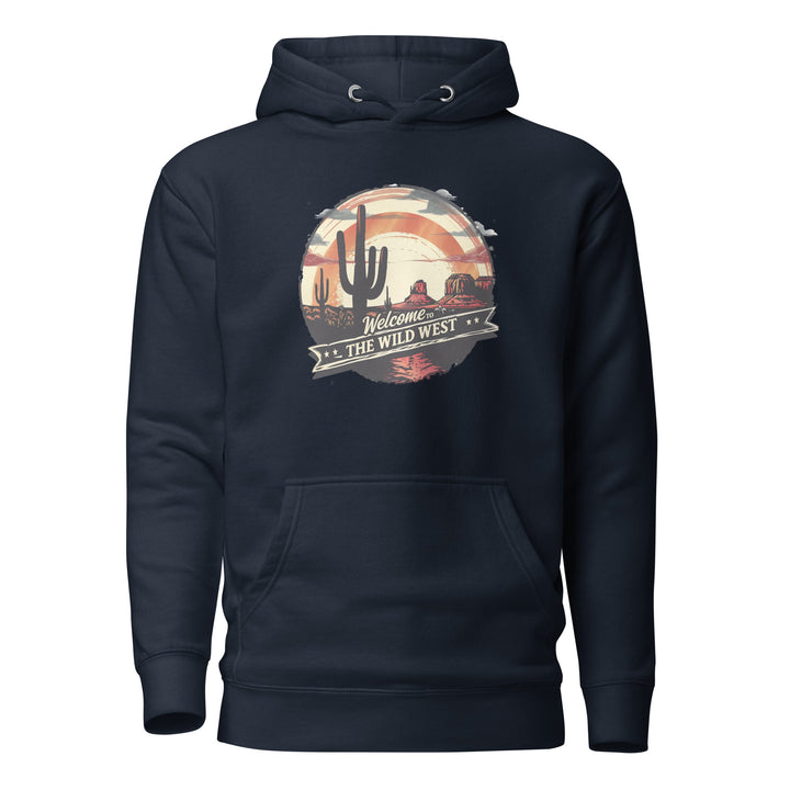 navy-blazer-Hoodie with-Welcome To The Wild West-design for unisex