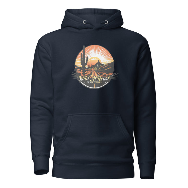 navy-blazer-Hoodie with-Wild At Heart, Desert Vibes-design for unisex