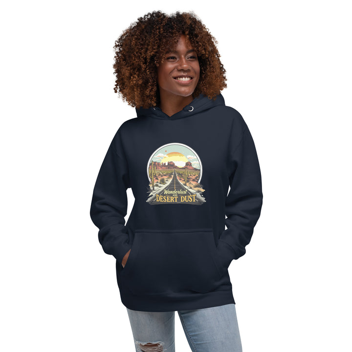 navy-blazer-Hoodie with-Wanderlust-And-Desert-Dust-design for unisex