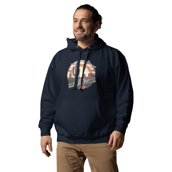 navy-blazer-Hoodie with-Welcome To The Wild West-design for unisex