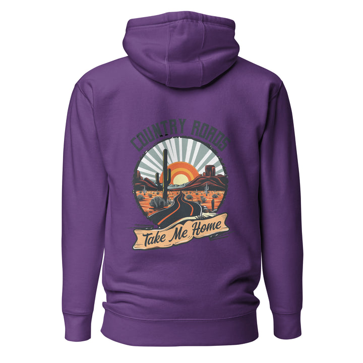 purple-Hoodie with-Country Roads Take Me Home-design for unisex