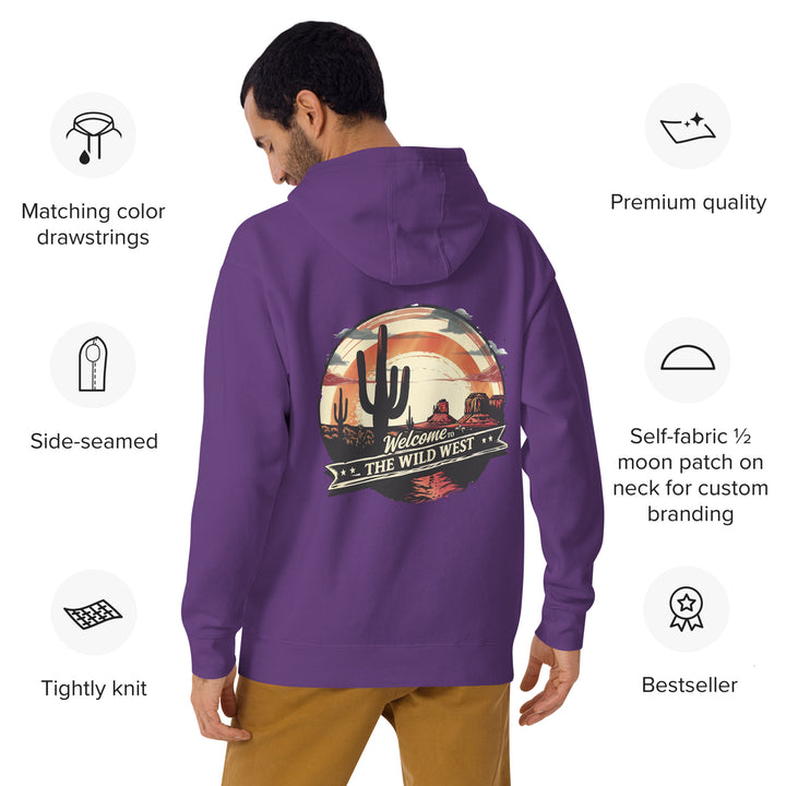 purple-Hoodie with- A, Welcome To The 
Wild West-design for unisex