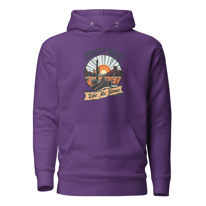 purple-Hoodie with- A, Country Roads Take Me Home-design for unisex