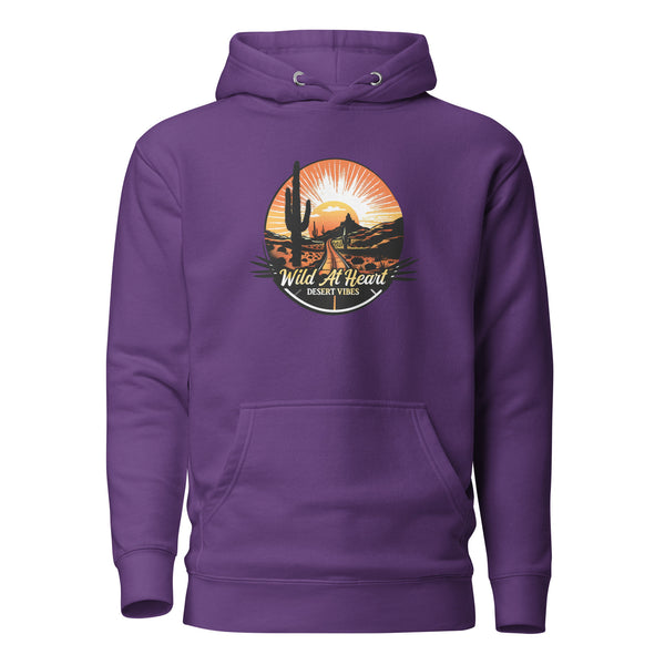 purple-Hoodie with-Wild At Heart, Desert Vibes-design for unisex