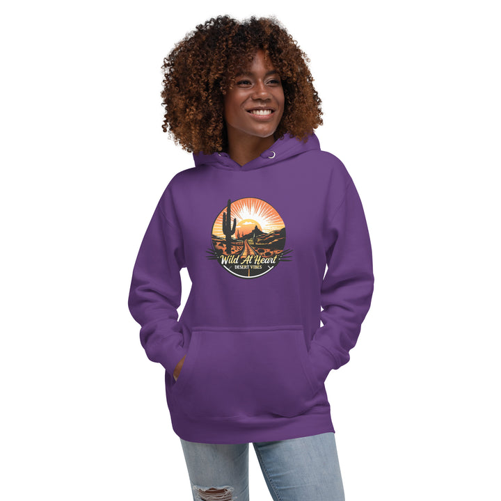 purple-Hoodie with-Wild At Heart, Desert Vibes-design for unisex