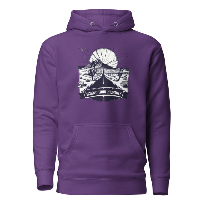 purple-Hoodie with-Honky-Tonk-Highway-design for unisex