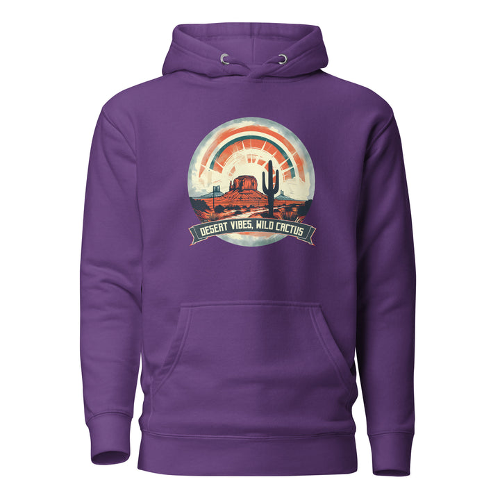 purple-Hoodie with-Desert Vibes, Wild Cactus-design for unisex
