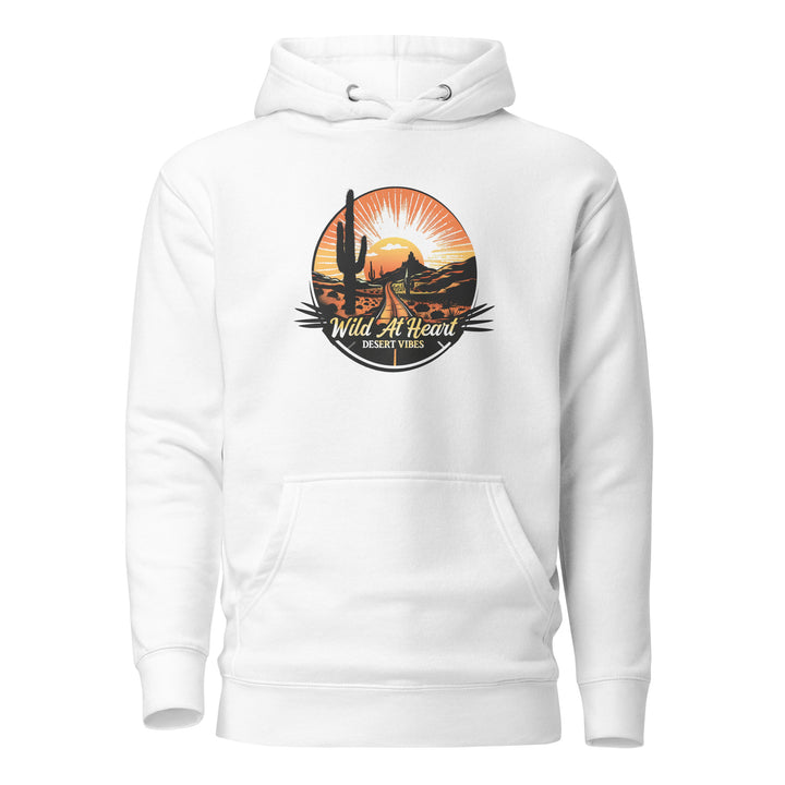 white-Hoodie with-Wild At Heart, Desert Vibes-design for unisex