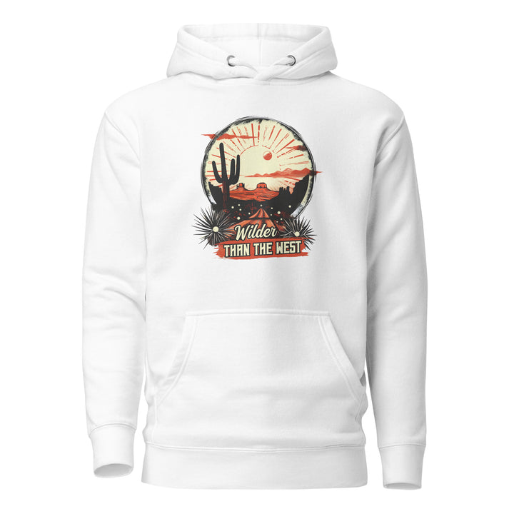 white-Hoodie with- Western-Desert-design for unisex