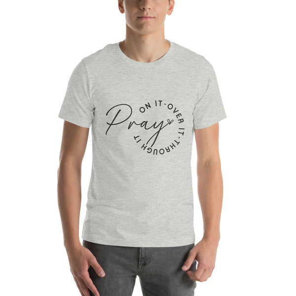 athletic-heather-T-Shirt with-pray on it-design for unisex