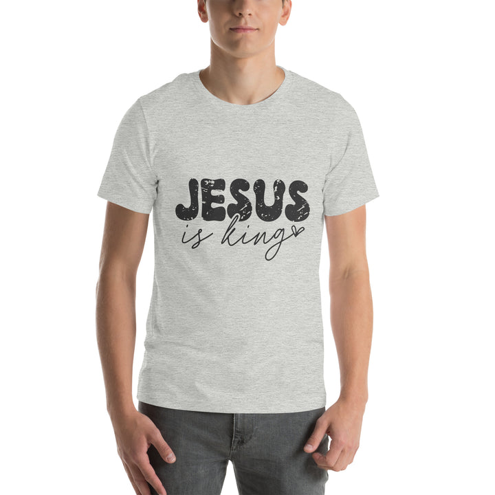 athletic-heather-T-Shirt with-Jesus is king-design for unisex