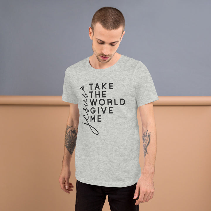 athletic-heather-T-Shirt with-Jesus take the-design for unisex