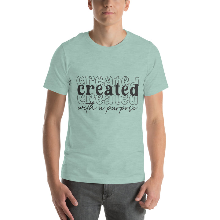 heather-prism-dusty-blue-T-Shirt with-created with a purpose-design for unisex