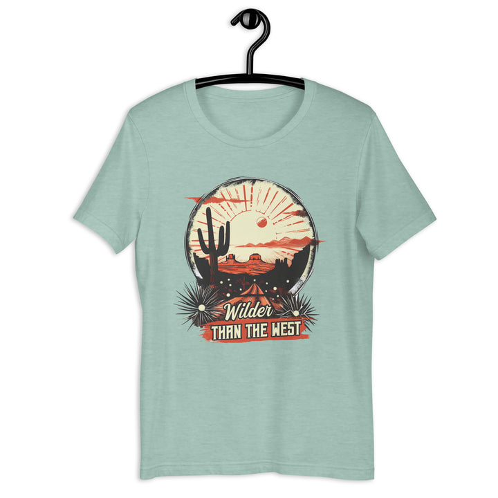 heather-prism-dusty-blue-T-Shirt with-Western Desert-design for unisex