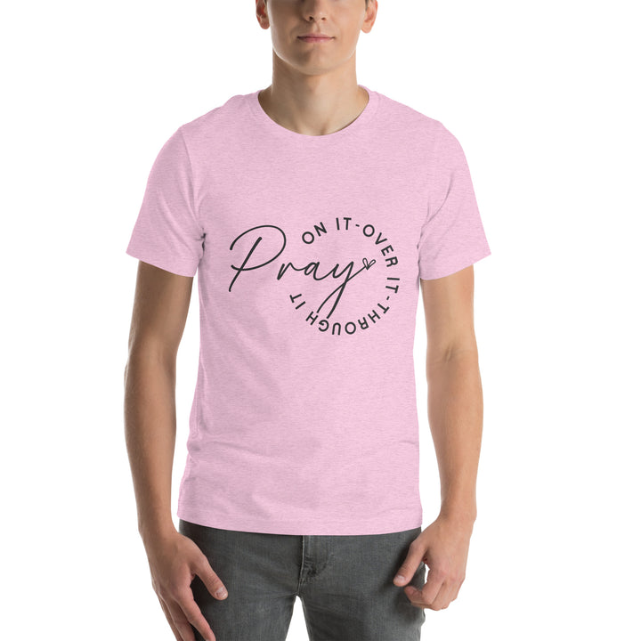 heather-prism-lilac-T-Shirt with-pray on it-design for unisex