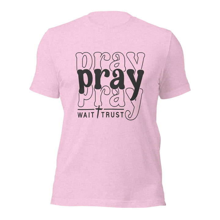 heather-prism-lilac-T-Shirt with-Pray with trust-design for unisex