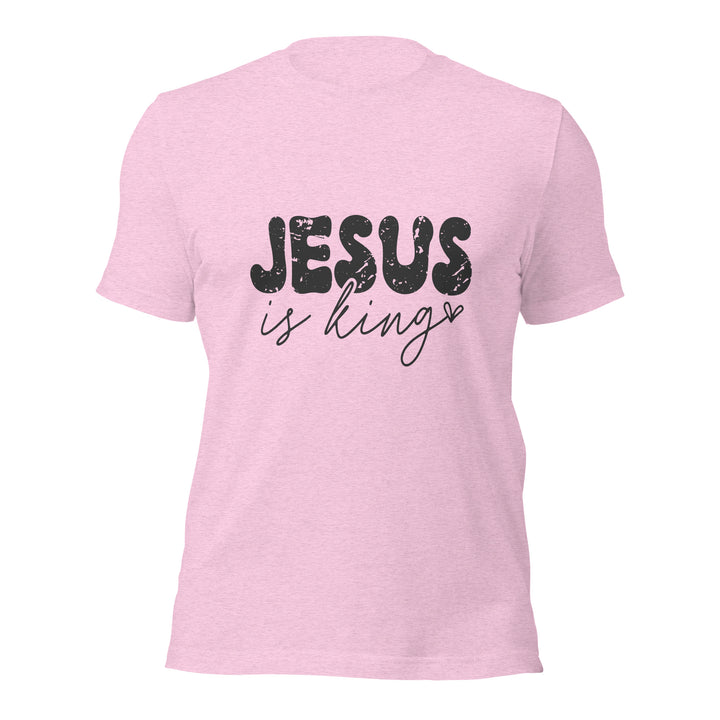 heather-prism-lilac-T-Shirt with-Jesus is king-design for unisex