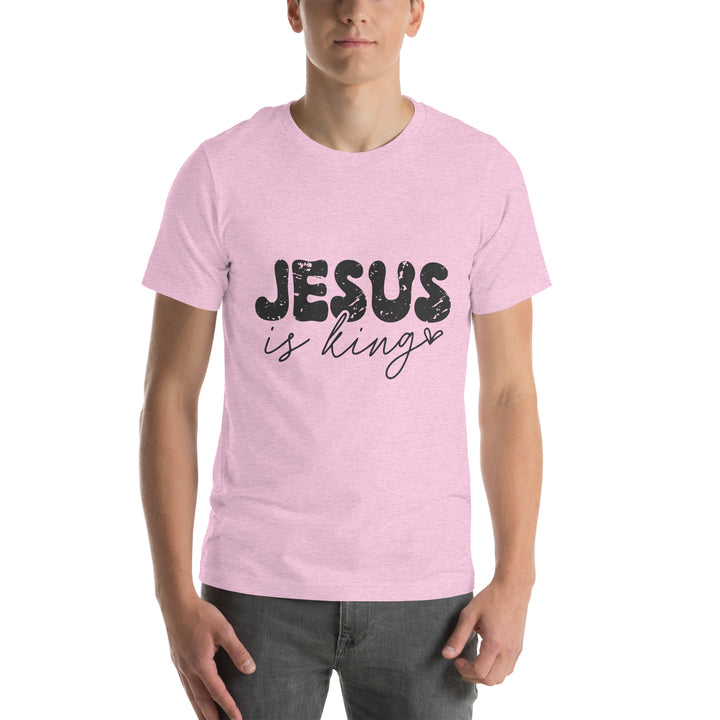 heather-prism-lilac-T-Shirt with-Jesus is king-design for unisex