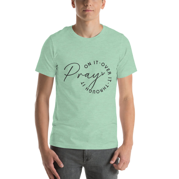 heather-prism-mint-T-Shirt with-pray on it-design for unisex