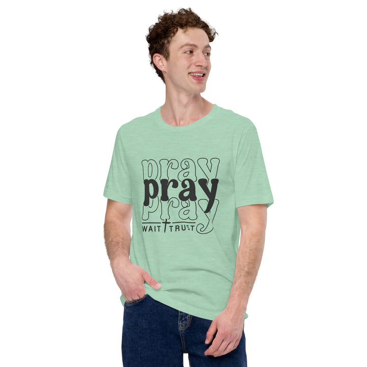 eather-prism-mint-T-Shirt with-Pray with trust-design for unisex