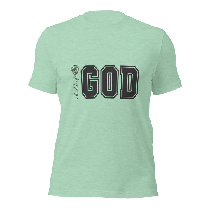 heather-prism-mint-T-Shirt with-child of god -design for unisex