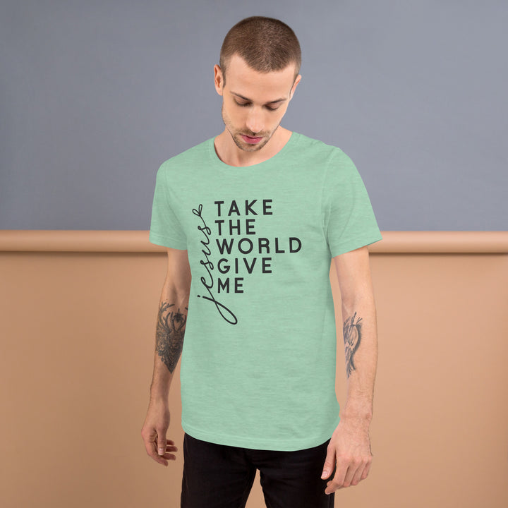 heather-prism-mint-T-Shirt with-Jesus take the-design for unisex