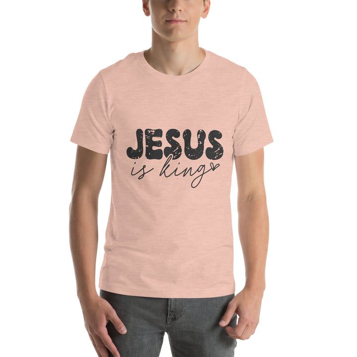 heather-prism-peach-T-Shirt with-Jesus is king-design for unisex