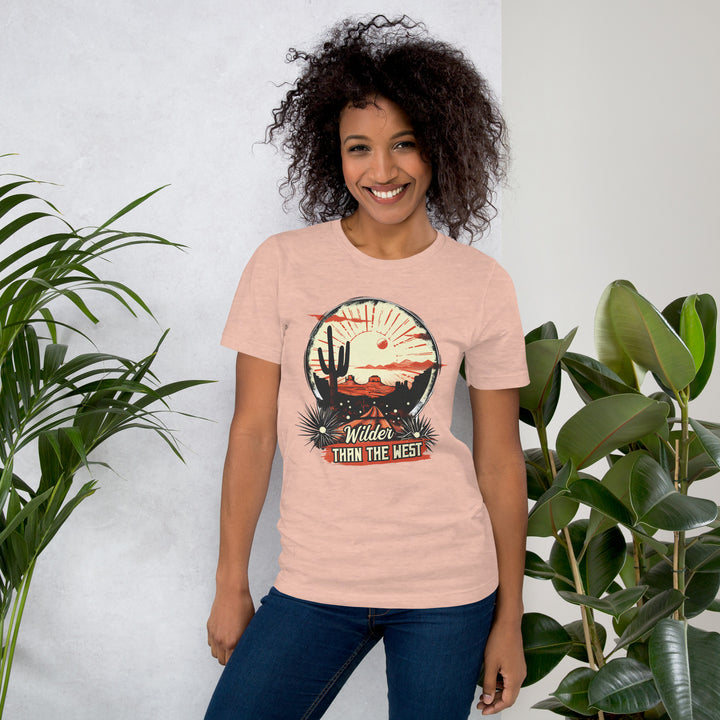 heather-prism-peach-T-Shirt with-Western Desert-design for unisex