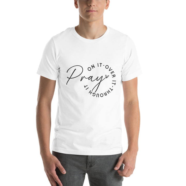 white-T-Shirt with-pray on it-design for unisex