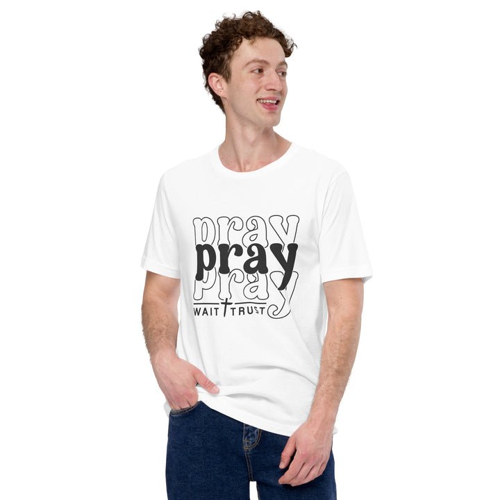 white-T-Shirt with-Pray with trust-design for unisex