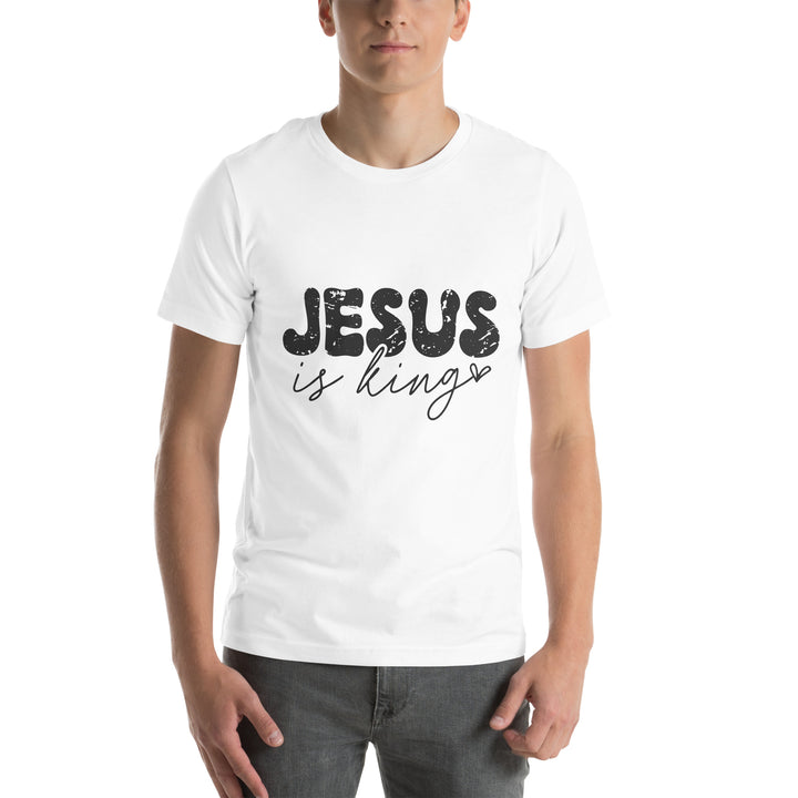 white-T-Shirt with-Jesus is king-design for unisex