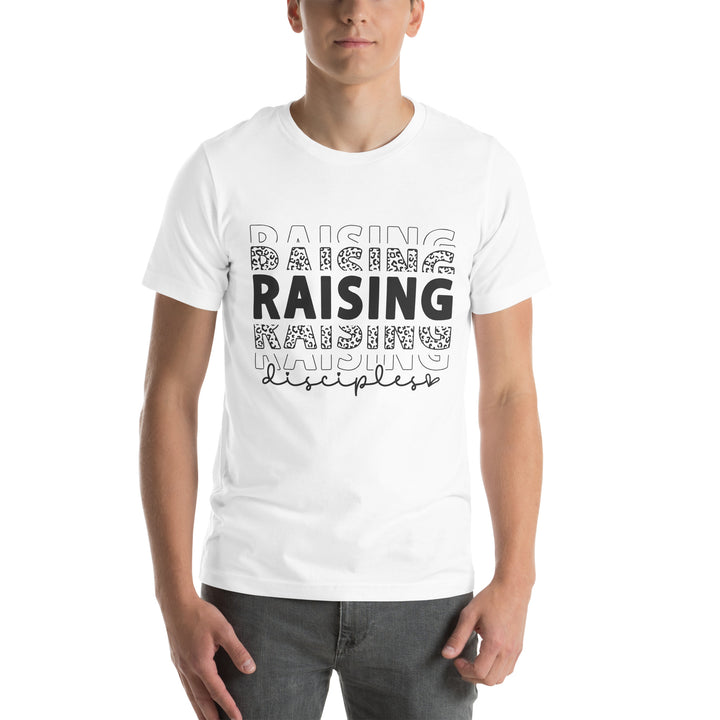 white-T-Shirt with-raising-design for unisex